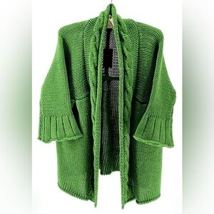 NWT Cejon Grass Green Chunky Knit Sweater